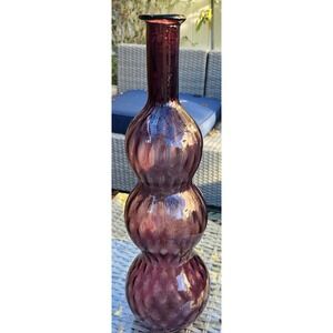 1960 Empoli Triple Gord  Amethyst  Purple Italian Glass Decanter 18.5" Tall B#27